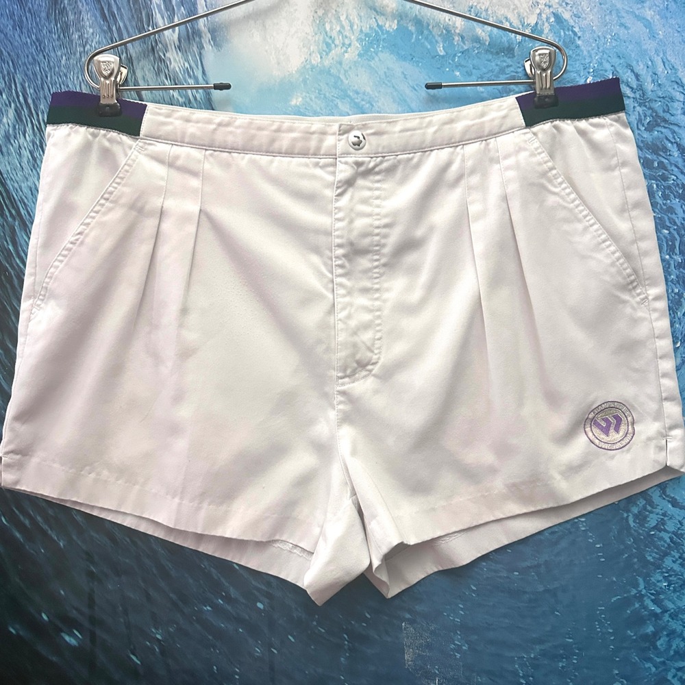 Vintage 80s Wimbledon Mens 36 All England Lawn Tennis Club Shorts Pleated Preppy